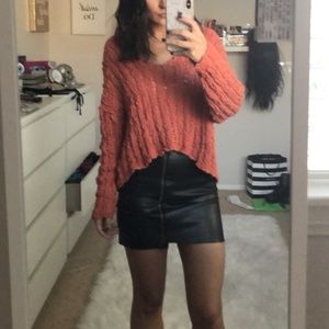 COPY - BLACK FAUX LEATHER SKIRT WITH ZIPPER